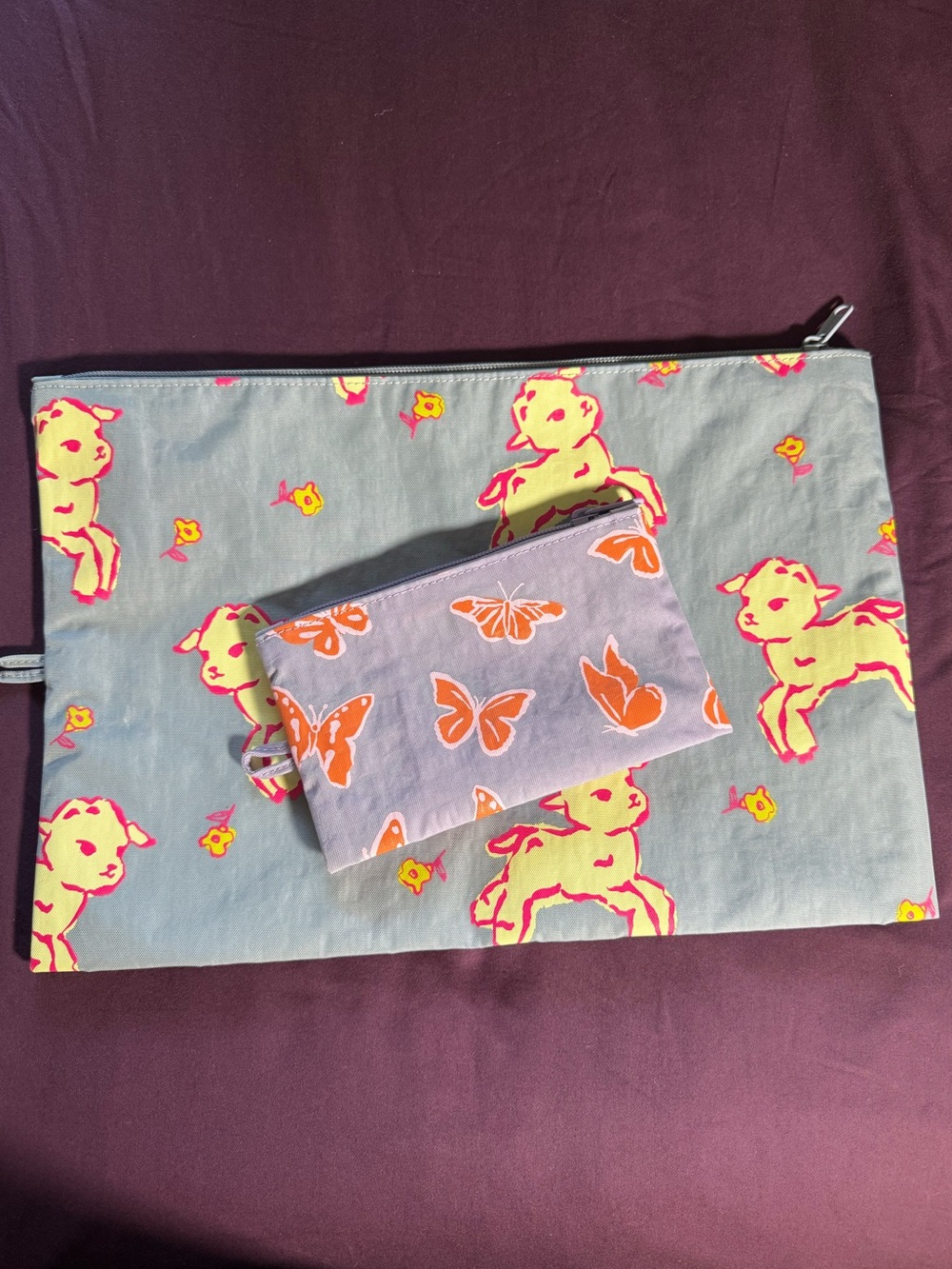 Baggu Go Pouch Set Lambs and Butterflies (no bunny)